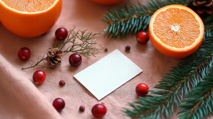 Obraz premium Christmas background. Gift, tree, on wooden background with copyspace, greeting card