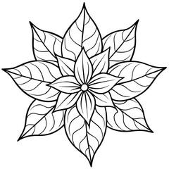 An elegant outline of a poinsettia flower with sharp, pointed petals line art vector