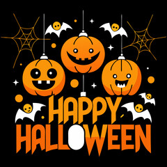 Happy Halloween t-shirt design featuring a playful Halloween theme