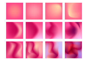 Fototapeta premium Set of abstract pink, violet, red soft blur gradient color vector background design.