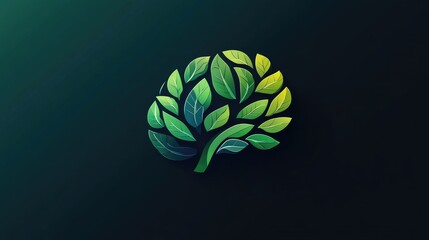 Abstract logo for mental health, combining a brain and a leaf symbol, representing growth and healing