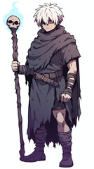 Obraz premium Dark Fantasy Character with Skull Staff