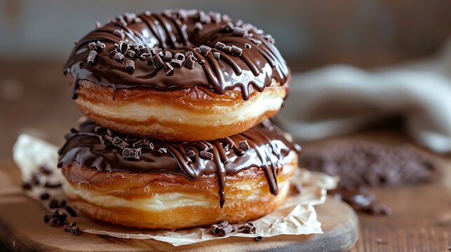donut cronut with chocolate flavor selective focus delicious sweet dessert