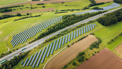 Solar panels alongside a highway in Germany