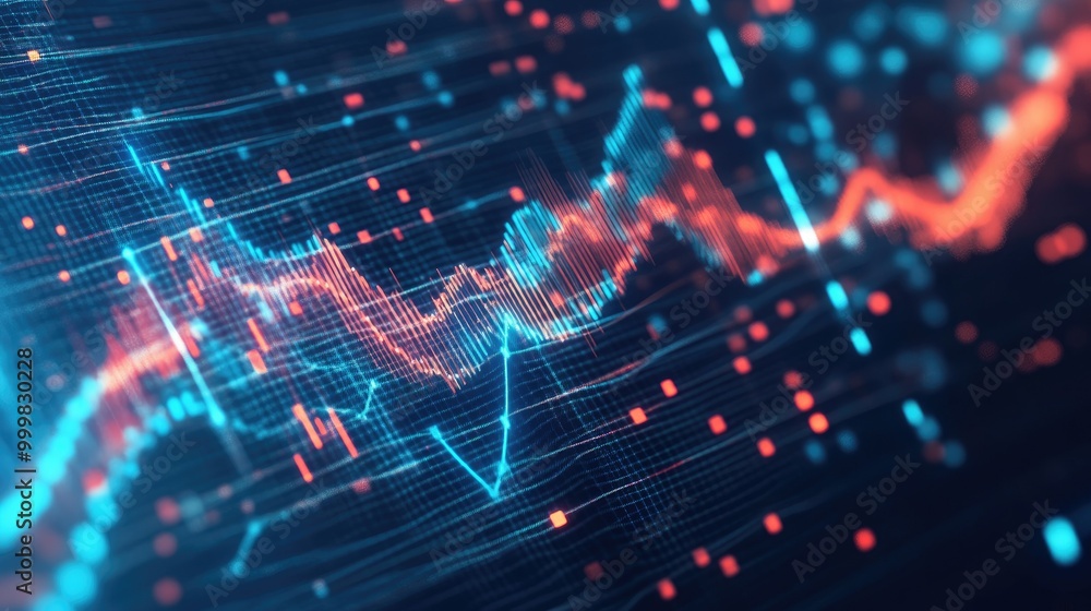 Poster digital elements and graphs in motion within a business setting, symbolizing agility in adapting to 