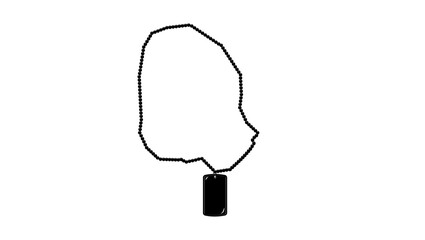 Military Dog Tag emblem, black isolated silhouette