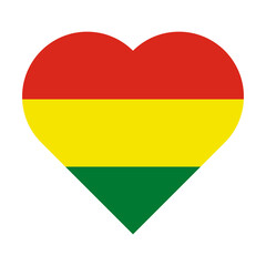 Heart-shaped icon in the colors of the flag of Bolivia. "I love Bolivia" concept.