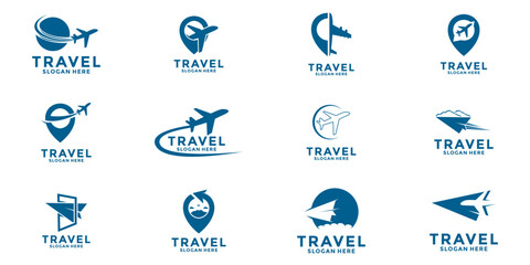 Set of Travel agency logo design vector, Travel logo icon collections