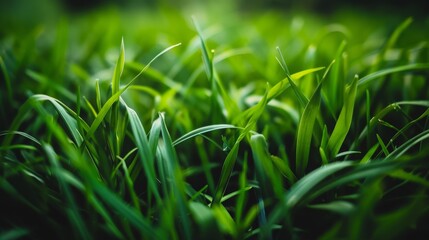 Obraz premium A close up of a lush green field of grass