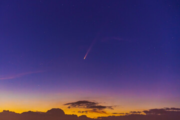 Comet Tsuchinshan Atlas C 2023 A3, periodic comet passing perihelion September 2024, star map night...