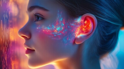 Fototapeta premium Futuristic Portrait with Light Effects