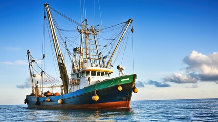 Obraz premium Sustainable Fishing Boat with Minimal Environmental Impact