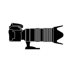 DSLR camera with telephoto lens
