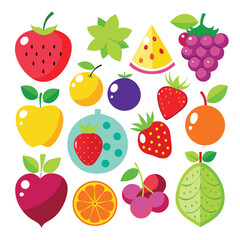 create a realistic image of fruits berries colorful vector illustration