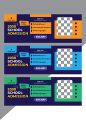 School Admission Social Media  Facebook Cover Banner Template | Web Banner Timeline Template| Kids School Education Admission