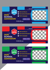 School Admission Social Media  Facebook Cover Banner Template | Web Banner Timeline Template| Kids School Education Admission
