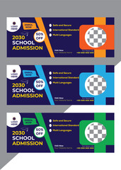 School Admission Social Media  Facebook Cover Banner Template | Web Banner Timeline Template| Kids School Education Admission