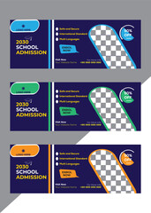 School Admission Social Media  Facebook Cover Banner Template | Web Banner Timeline Template| Kids School Education Admission