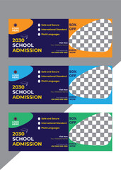 School Admission Social Media  Facebook Cover Banner Template | Web Banner Timeline Template| Kids School Education Admission