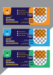 School Admission Social Media  Facebook Cover Banner Template | Web Banner Timeline Template| Kids School Education Admission