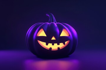 Fototapeta premium Halloween Pumpkin in the dark 3D render 