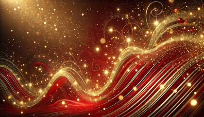 赤色のクリスマスの背景と金色が輝く壁紙4