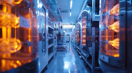 Fototapeta premium Antimatter containment facility, future energy startup: A high-security facility focuses on containing antimatter, aiming to harness this powerful energy source for the next generation of power 