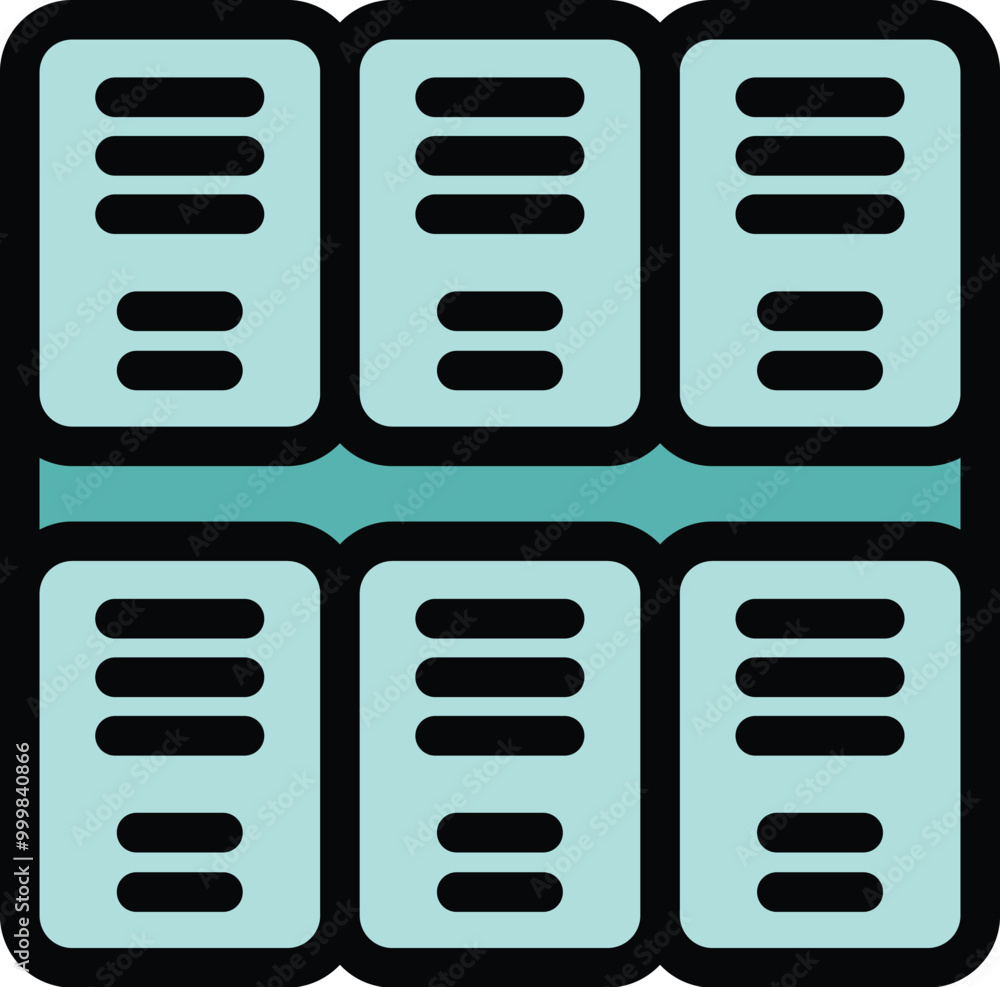 Poster this vector illustration features a data center server rack, symbolizing the power of cloud computin