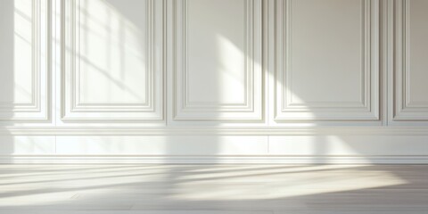 Elegant interior space with soft light casting shadows on a textured wall, creating a serene and modern atmosphere.