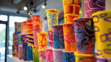 Fototapeta premium Colorful Cups Art Installation
