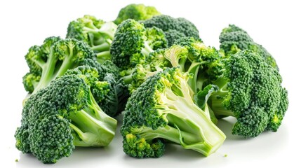 Fresh Green Broccoli On Isolated White Background Vegetable Food Healthy