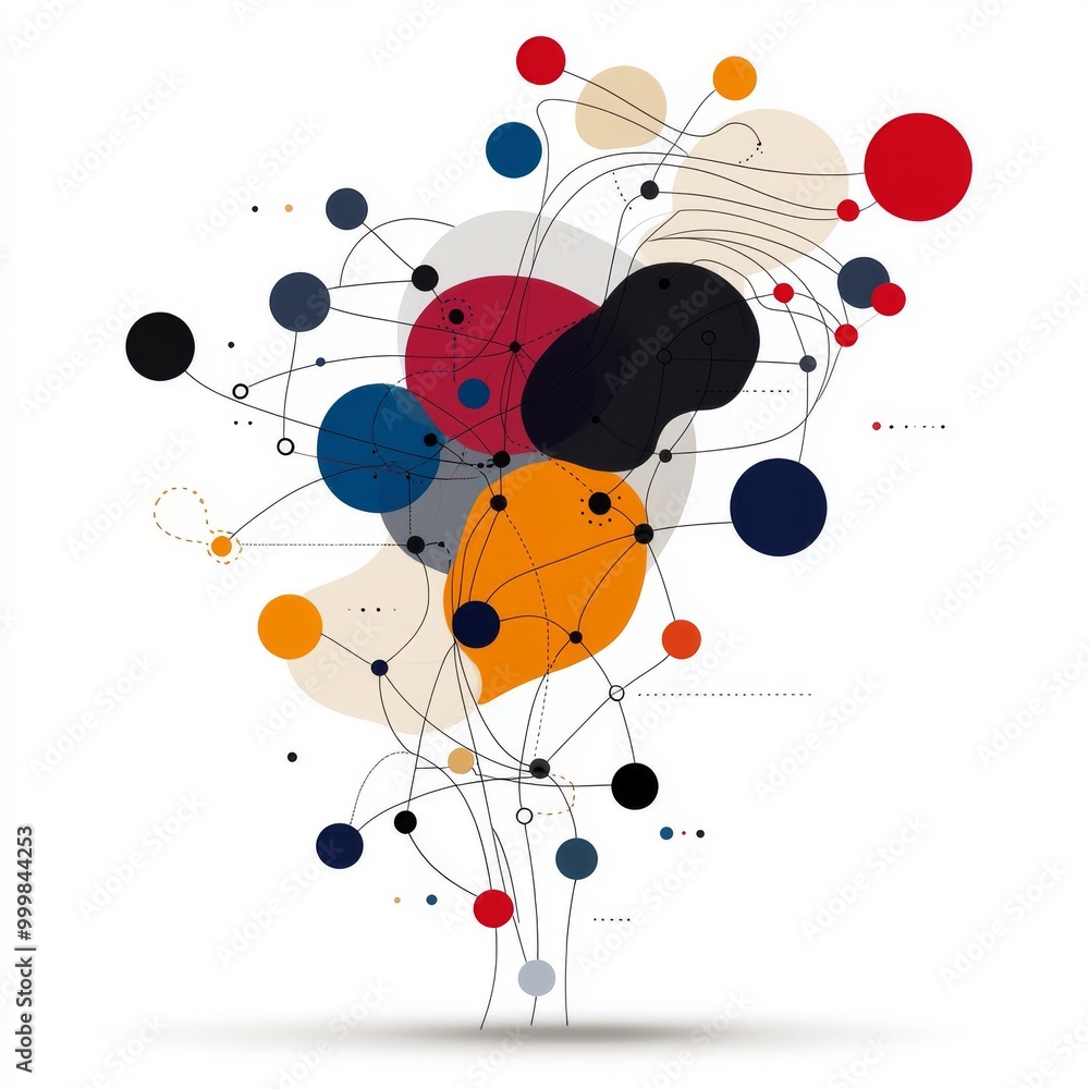 Poster abstract geometric shapes with lines and dots