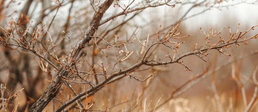 Poster dry branches in the forest tree background