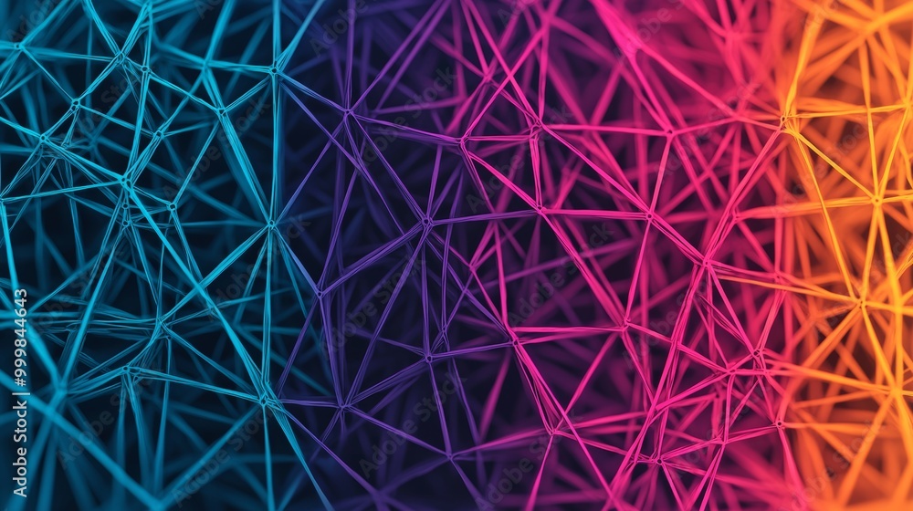 Poster abstract geometric network d polygonal gradient lines pattern structure