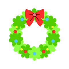 Christmas wreath decorations in various variations, digital art illustrations.