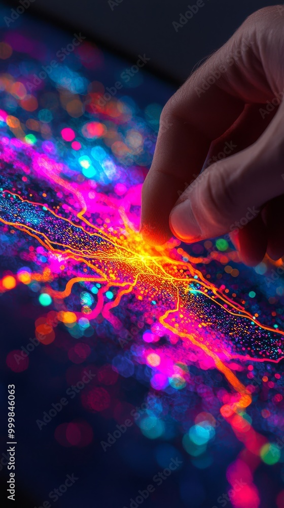 Poster abstract digital network with finger interaction