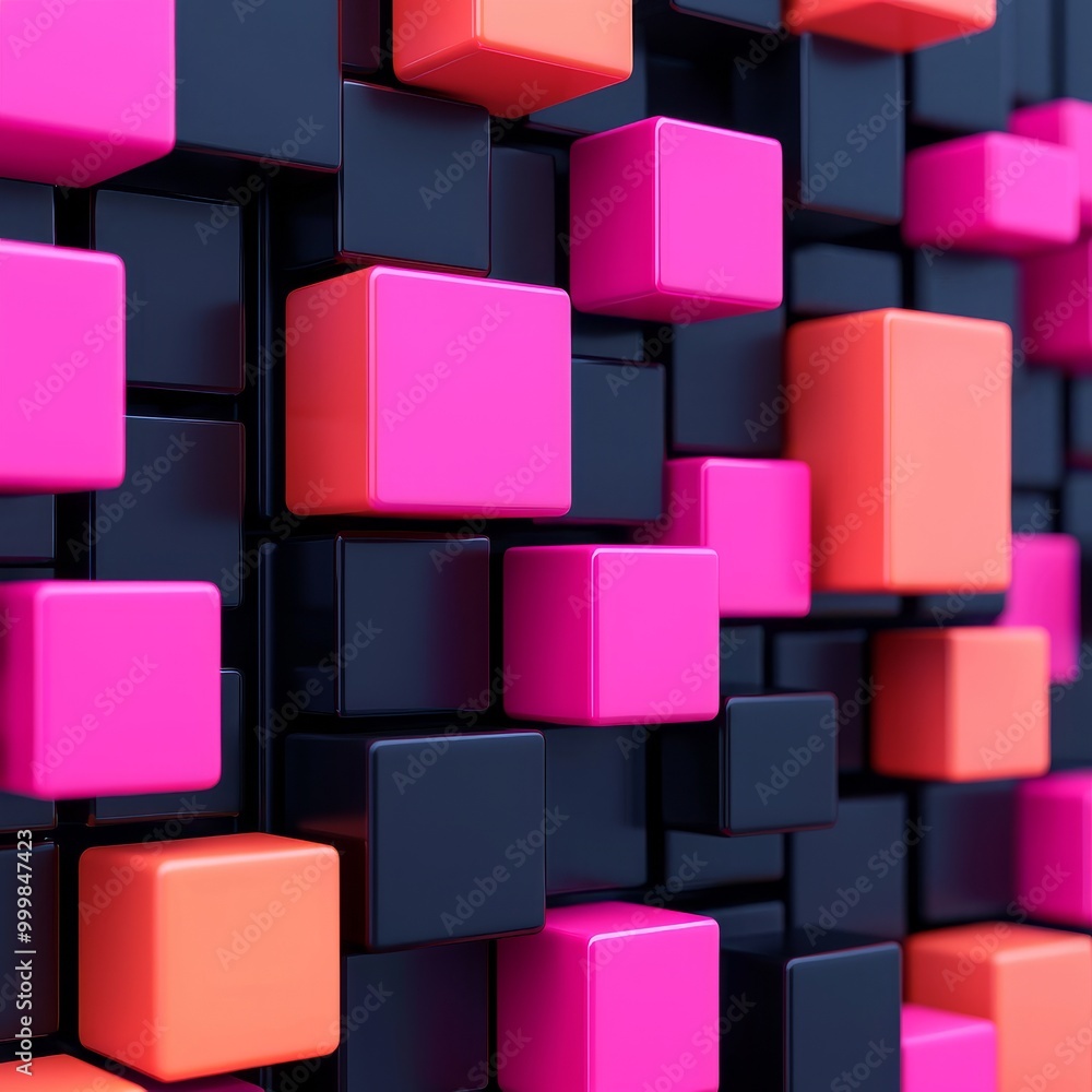 Poster abstract d colorful cubes background pattern