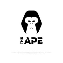 Simple ape face logo in black and white inside the initial of the letter A
