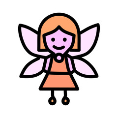 Cute fairy vector illustration, filled design editable outline icon.