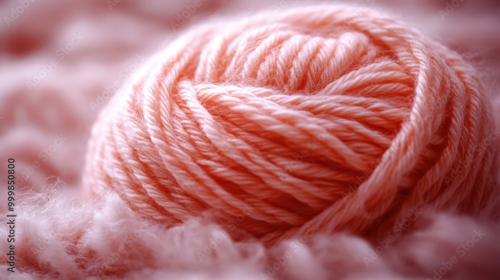 Poster A soft, pink ball of yarn with a fuzzy texture rests on a matching fuzzy surface, creating a calming and delicate aesthetic