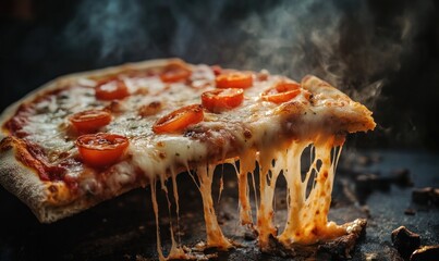 Hot Slice of Melty Cheese Pepperoni Pizza