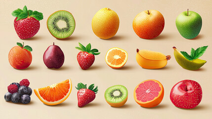 Naklejka premium Vector fruits background