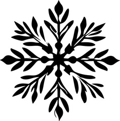 Elegant Black Snowflake with Leafy Patterns