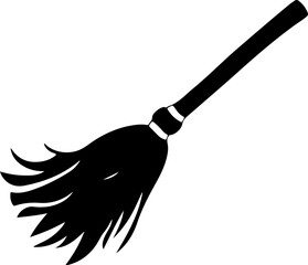 Obraz premium Stylized Silhouette of a Broom on White Background