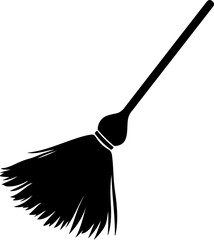 Black Silhouette of a Broom on White Background
