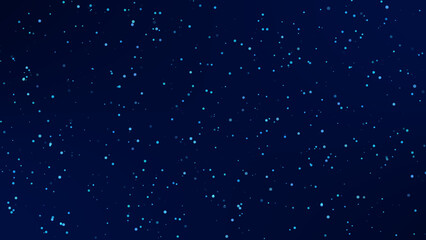 Abstract lighting dots sky background with blue particle lights navy blue background