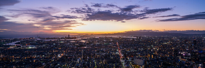 展望台から眺める大阪市の夜景