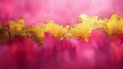 Fototapeta premium Abstract Art: Pink and Gold Swirls and Strokes