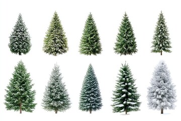 Obraz premium Collection of Evergreen Trees with Varying Levels of Snow Coverage