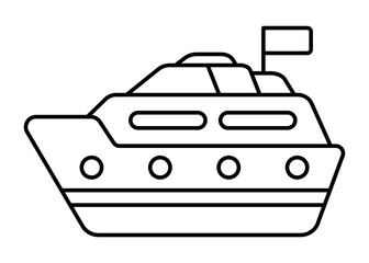 Ship boat clip art. Outline design for kids drawing and coloring. Vector illustration.